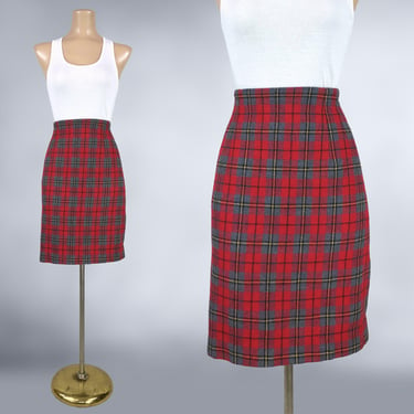 VINTAGE 80s 90s Red and Gray Tartan Plaid High Waist Skirt by Norton McNaughton Sz 12 | 1980s 1990s Clueless Short Skirt | VFG 