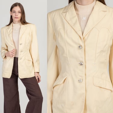 1940s Western Suit Jacket, As Is - Small | Vintage 40s 50s Gross Denver Cream Button Up Blazer 
