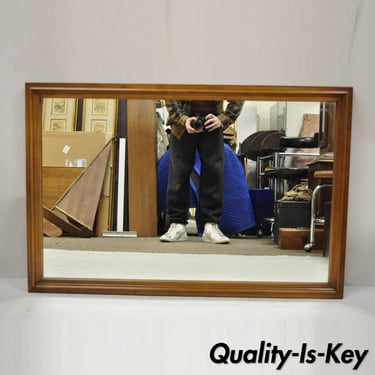 Vintage Mid Century Modern Walnut Wooden Frame 27 x 41 Modernist Wall Mirror
