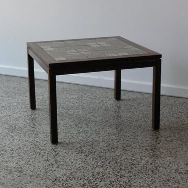 Danish Rosewood & Ceramic Tile End Table 