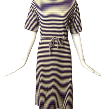 MARCHESA DI GRESY-1970s Wool Knit Stripe Dress, Size 6