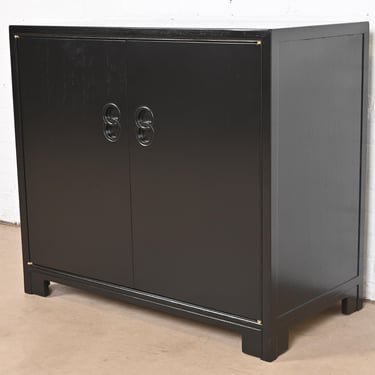 Michael Taylor for Baker Far East Collection Black Lacquered Chest of Drawers, Newly Refinished