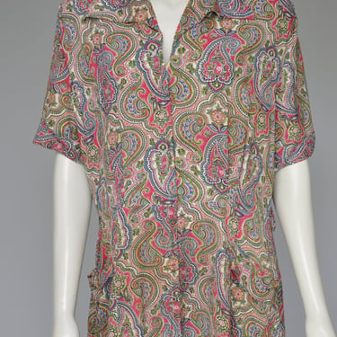 1940s paisley rayon dressing gown dress XL/VOLUP 
