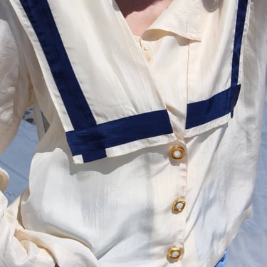 Beautiful Vintage Silk Sailor Blouse