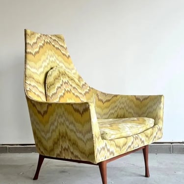 Vintage Mid Century Modern Paul McCobb Tall Yellow Lounge Chair Symmetric Group