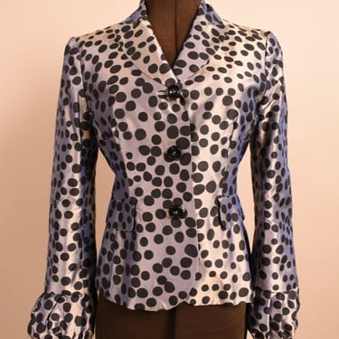 Silver Iridescent Blazer With Black Polka Dots, by Moschino Cheap &amp; Chic, XS/S