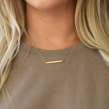 Mom Necklace, Bar Necklace, Date Necklace, Name Necklace, Minimal Gold Bar Necklace, Initials Birthdate Necklace, Silver, Gold, Gift for Her 