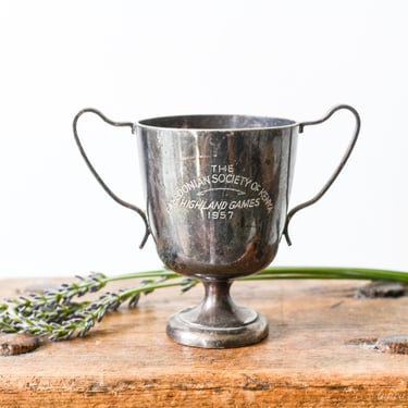 Small Vintage 1957 Silver-plated Trophy Loving Cup 