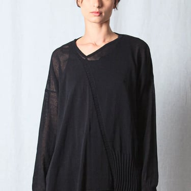 Distorted Patched Oversize Knit Pullover in BLACK or WHEAT