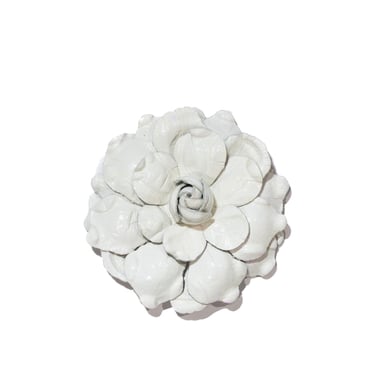 White Leather Camellia Brooch
