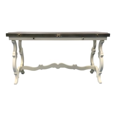 Transitional White and Gray Wood Flip Top Console Table
