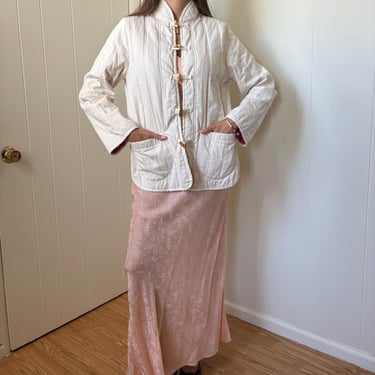 1970s Gunne Sax Cream Cotton Quilted Jacket size Small 