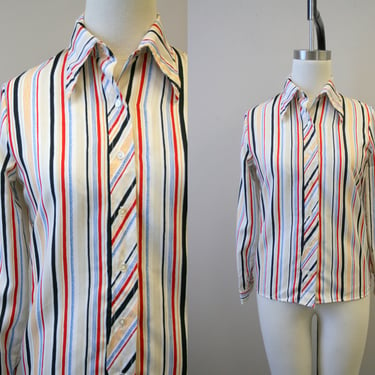 1980s Striped Blouse 