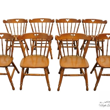 Set of 8 TELL CITY Solid Hard Rock Maple Colonial Early American Dining Side Chairs 8018 - #48 Andover Finish 