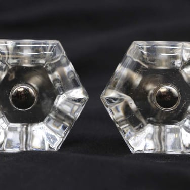 Pair of 1.625 in. Hexagon Glass Vintage Drawer Cabinet Knobs