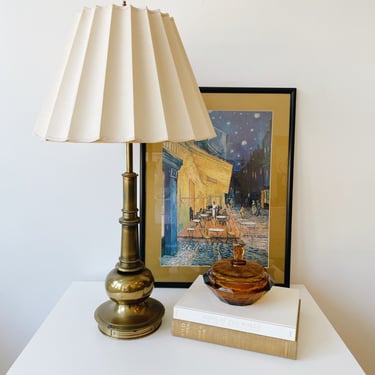 Stiffel Brass Lamp with Pleated Shade