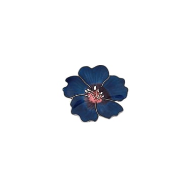 Vintage Blue & Pink Enamel Floral Geranium Flower Brooch - Vintage Blue Flower Brooch - Vintage Geranium Brooch - 1960s Flower Brooch 