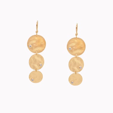 Hammered Three Circle Disc Drop Earrings