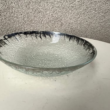 Vintage Dorothy Thorpe Mid  Century modern Atomic small bubble glass bowl starburst silver metallic size 7” 