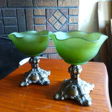 VINTAGE Satin Opaline Compote Bowl, MCM Frosted Green Glass,  Home Decor 2 Available, Sold Individually 