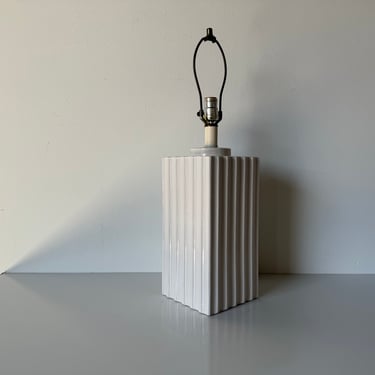 1980's Postmodern White Ceramic Glazed Table Lamp 