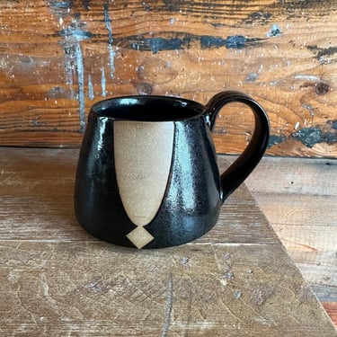 Mug - Black with Brown Geometrics 