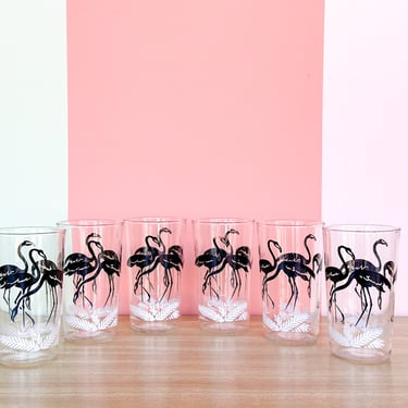 Set of Six Flamingo Glassware