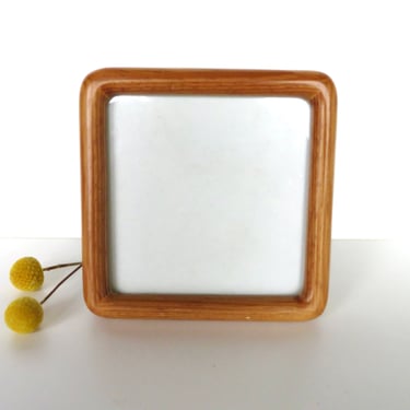Vintage Teak 5 x 5 Danish Modern Picture Frame With Rounded Corners 