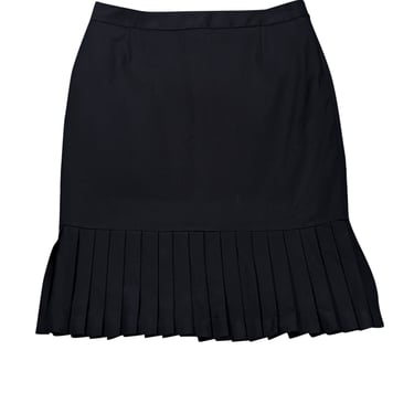 Joseph - Black Wool Pleated Hem Skirt Sz 8