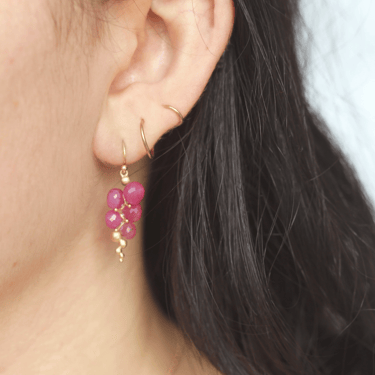 Rachel Atherley | Small Caviar Earring in 14k + Ruby