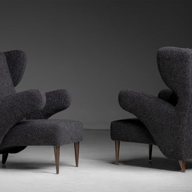 Wing Chairs in Rosemary Hallgarten Alpaca Boucle