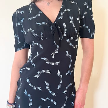 navy blue homecoming dresses Women's Betsey's Bow Dress in Black | Size Large