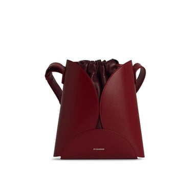 Jil Sander 'Curve' Burgundy Leather Crossbody Bag Women