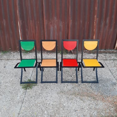 Set of 4 Vintage Kff Sinus Dining Chairs in Memphis Style, Vintage Chairs, Retro Design, Made in Germany, Desiner Karl-Friedrich Förster 