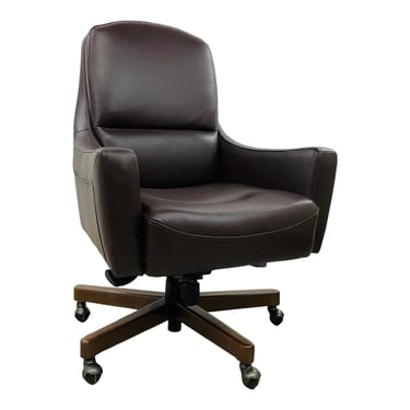 Modern Dark Brown Leather Adjustable Desk Chair