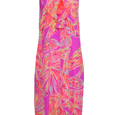 Lilly Pulitzer - Pink &amp; Neon Orange Abrstrac Print Mid Maxi Dress Sz XXS