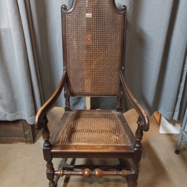 Antique Berkey & Gay Caned High Back Chair, 22 x 20 x 52