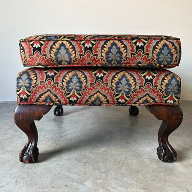 Vintage Georgian - Style Carved Claw & Ball Ottoman or Stool 