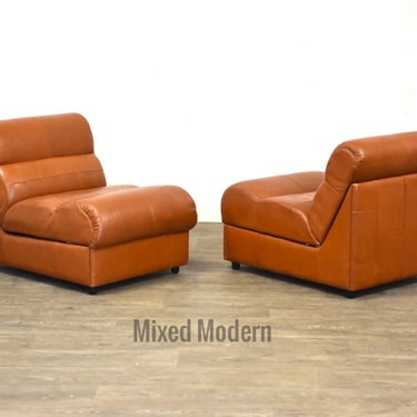 Percival Lafer Leather Lounge Chairs - A Pair 