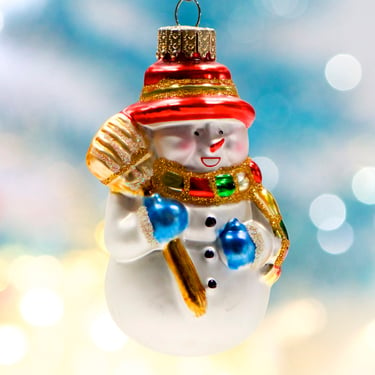VINTAGE: Snowman Glass Ornament - Blown Figural Glass Ornament - Mercury Ornament - Christmas Ornament - SKU 30-403-00030983 