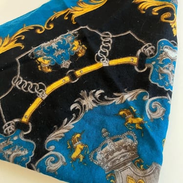 Vintage 90s Blue Royal Printed Oversized Scarf Wrap 