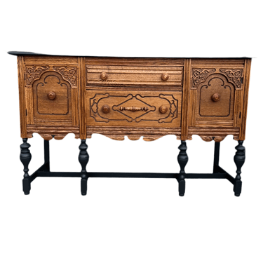 Natural Wood Sideboard with Soft Black Accents