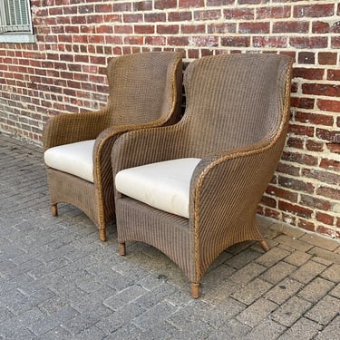 Pair of Crate & Barrel Wicker Armchairs