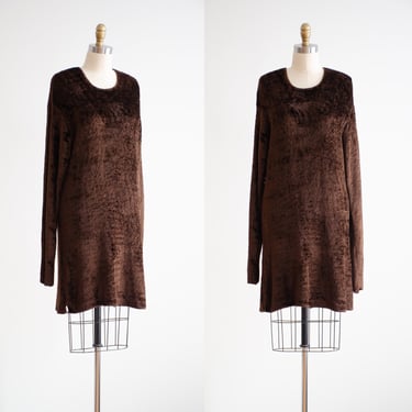 brown sweater dress 90s vintage Jones New York soft chenille tunic sweater 
