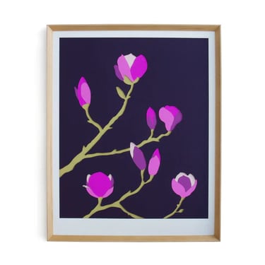 Violet Magnolia Blossoms Framed Print