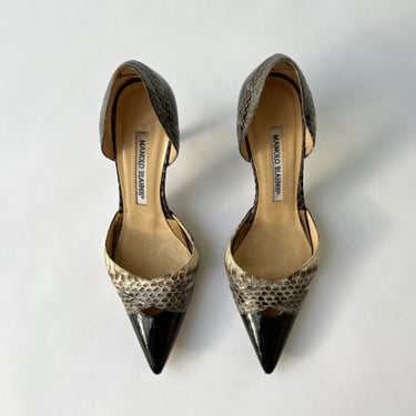 Manolo Blahnik Python D’Orsay Heels - 35