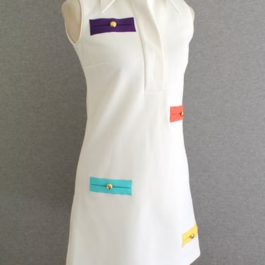 1970's - Sporty Spice - Color Blocked - Mini - by Susan Thomas - Estimated size 4/6 Small 