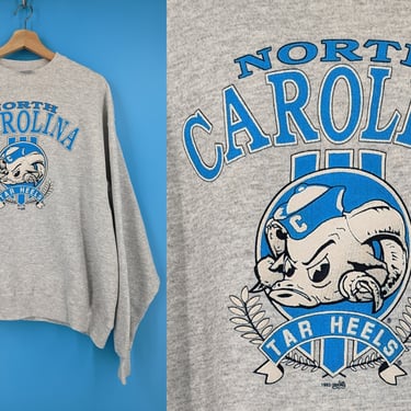 90s North Carolina Tar Heels Pullover Sweatshirt - Nineties XXL Gray Hanes College Basketball Sweatshirt - 1993 