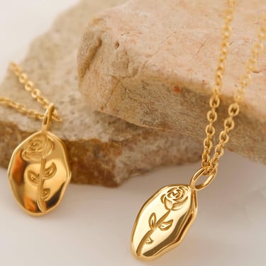 Chrishell 18K Gold Non-Tarnish Rose Coin Necklace