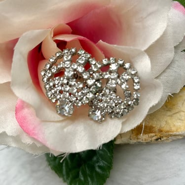 Sparkly Bling Earrings, Vintage 50s Jewelry, Screw Back Earrings, Rockabilly Pin Up, Art Deco Style 